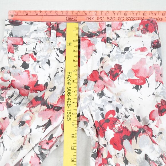 NYDJ Pink Floral Ankle Jeans Women's 6 Lift Tuck Stretch Denim - Picture 13 of 14